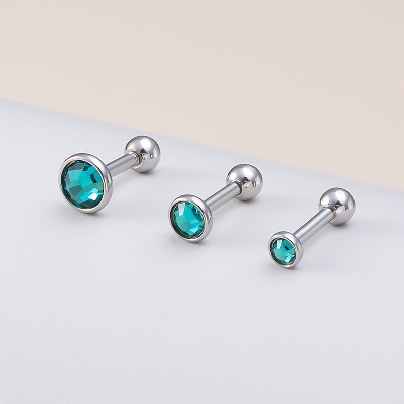 3pcs Synthetic Cubic Zirconia Stud Earrings Set for Women & Men